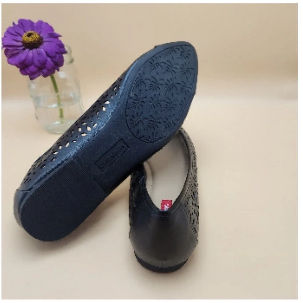 UNIONBAY black cap toe perforated flats shoes womens‎ size 8